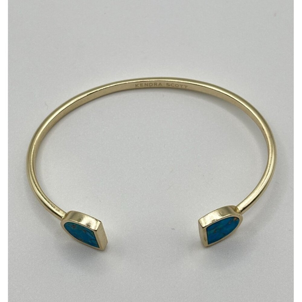 Kendra Scott Gold Tone Cuff Bracelet With Blue Stone Insets - Picture 3 of 8